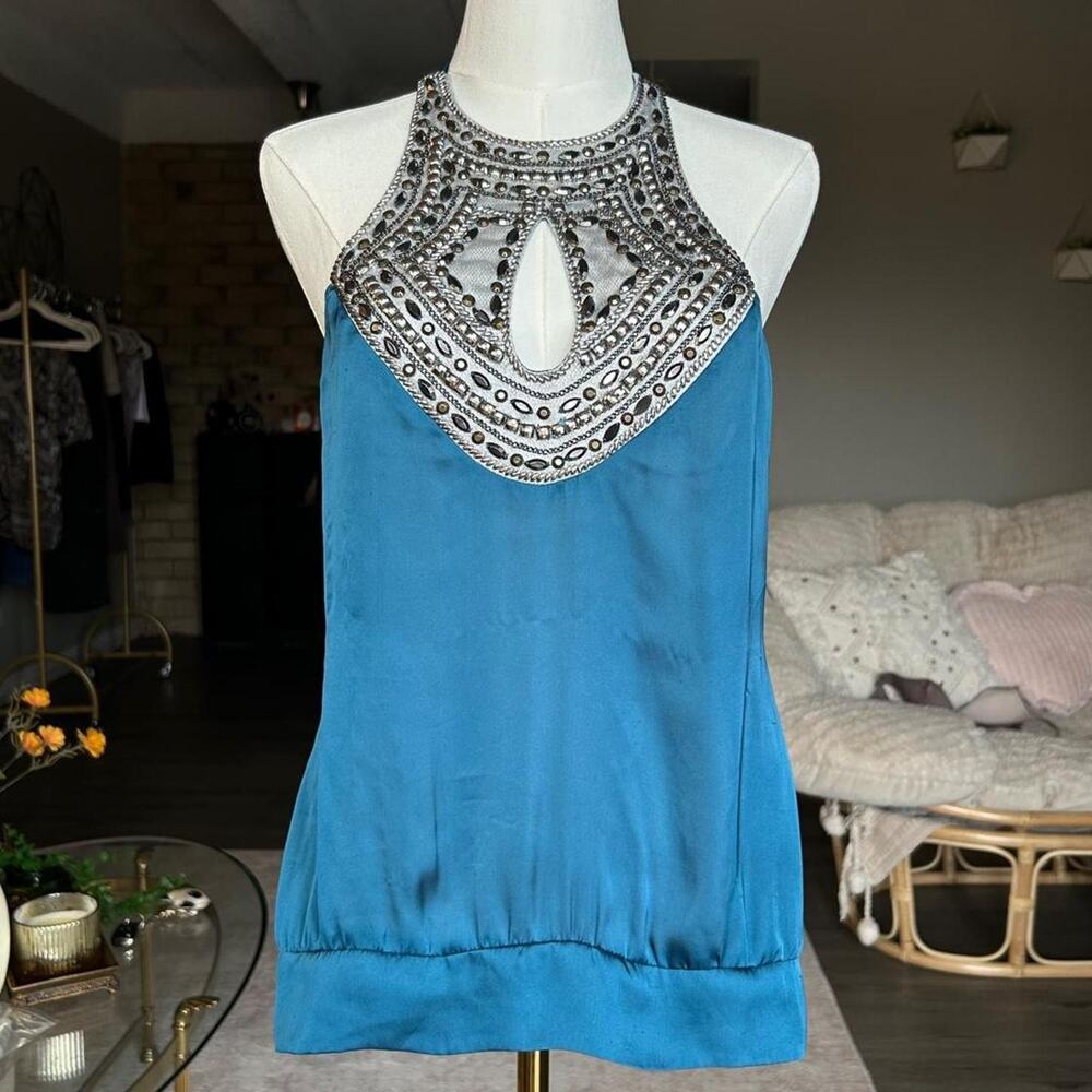 Vintage bebe y2k teal halter top